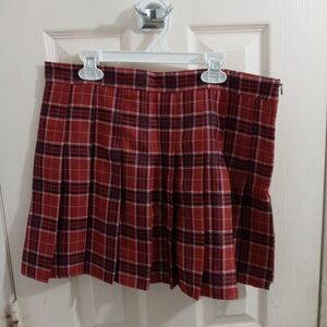 Schoolgirl Womens Plaid Pleated Mini Skort Size XXL Red Low Rise Y2K NWOT